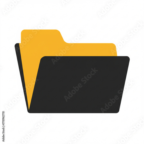 Illustration of open black and yellow folder icon