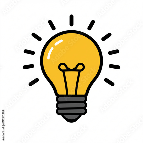 Illustration of a glowing yellow light bulb