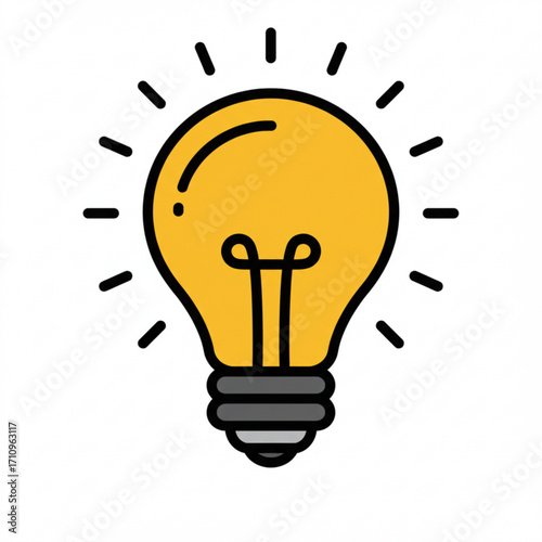 Illustration of bright yellow light bulb icon
