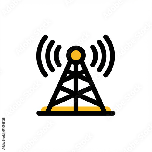 Illustration of radio tower emitting signals