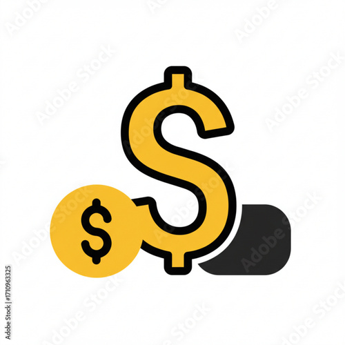 Illustration of dollar sign and coin icon representing money and finance