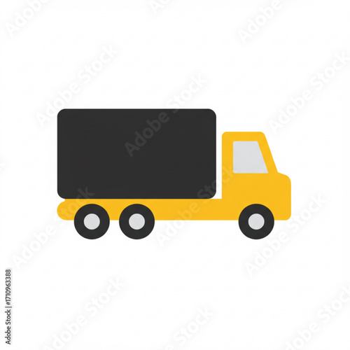 Illustration of yellow delivery truck with black cargo container