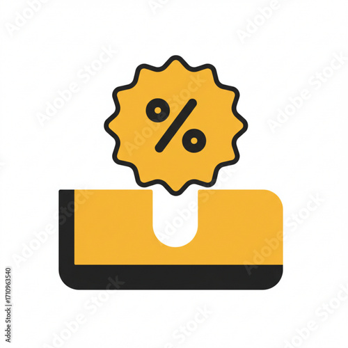 Illustration of yellow discount tag with percentage symbol