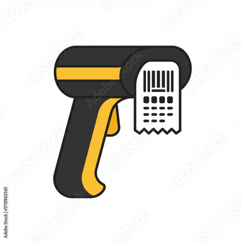 Illustration of barcode scanner with receipt