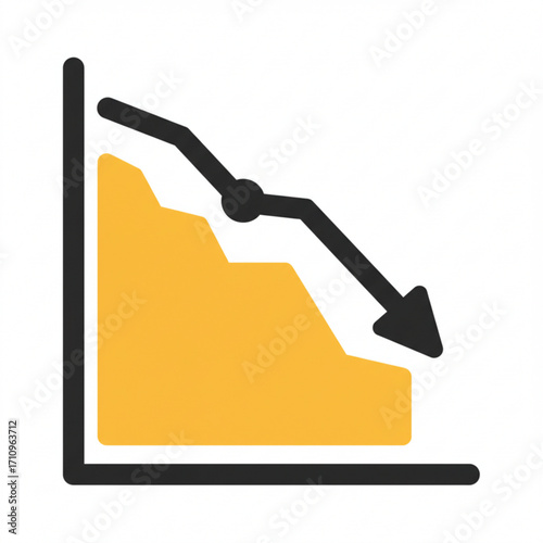 Illustration of graph showing a downward trend with an arrow indicating a decline
