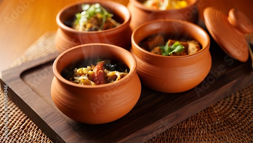 Delicious Indian food served in traditional clay pots