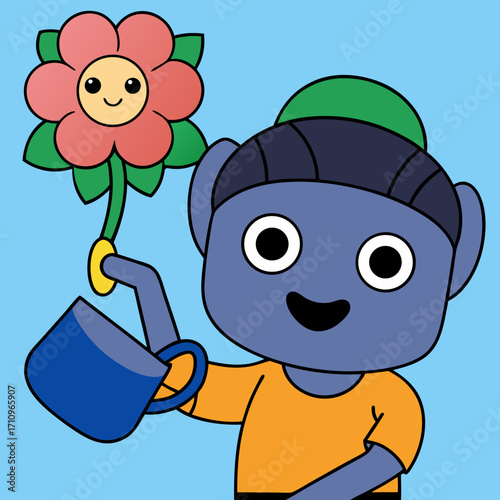bear cub with a flower