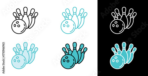Bowling strike icon in line and fill style