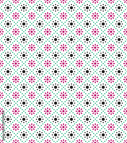 abstract-pink-black-flower-on-caro-pattern.eps