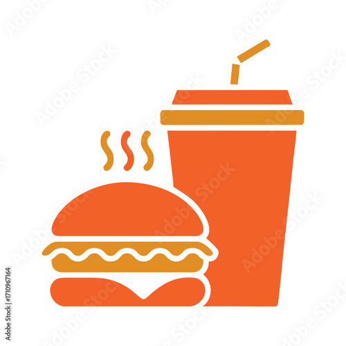 Delicious burger and drink combo icon for fast food and takeaway services