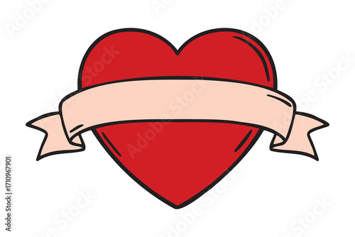 simple ret heart with an empty place for writing. Tattoo Template icon doodle hand drawn. Outline heart line drawing 