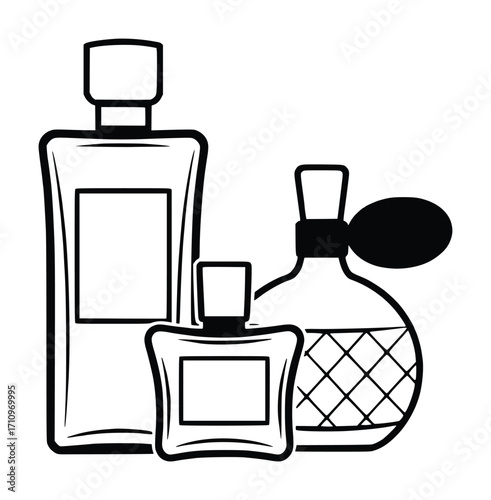 Elegant Perfume Bottles Collection A Classic Trio of Fragrance Vessels