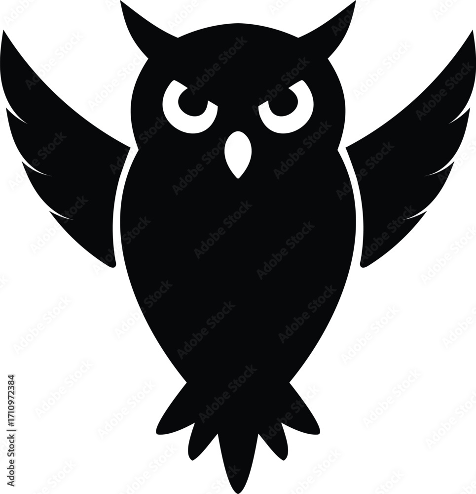Obraz premium Stylized Owl Illustration with Open Wings and Focused Gaze