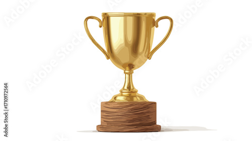 Golden Trophy Cup Illustration with Wooden Base for Winners and Achievers