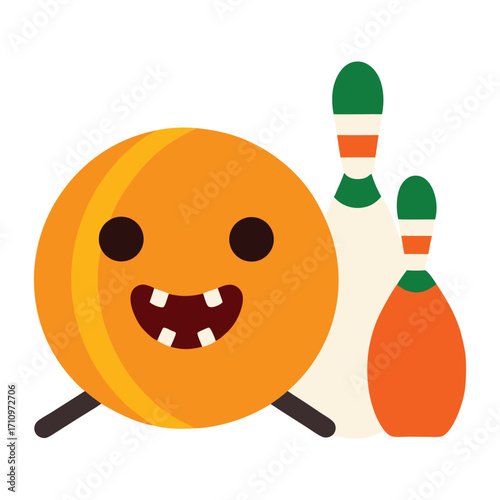 Goofy pumpkin bowling halloween fun