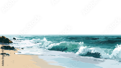 Tranquil Seascape with Gentle Crashing Waves - Serenity in Motion