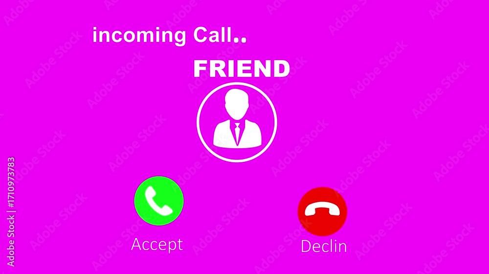 Mobile phone screen with friend incoming call animation .Incoming Call ...