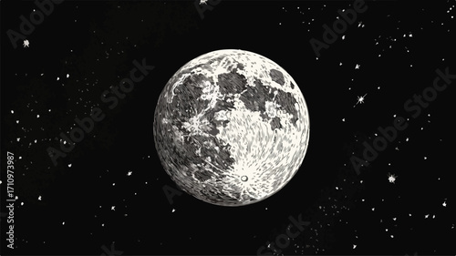 Vintage Engraving Illustration Moon