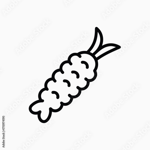 Outline vector icon of shrimp tempura