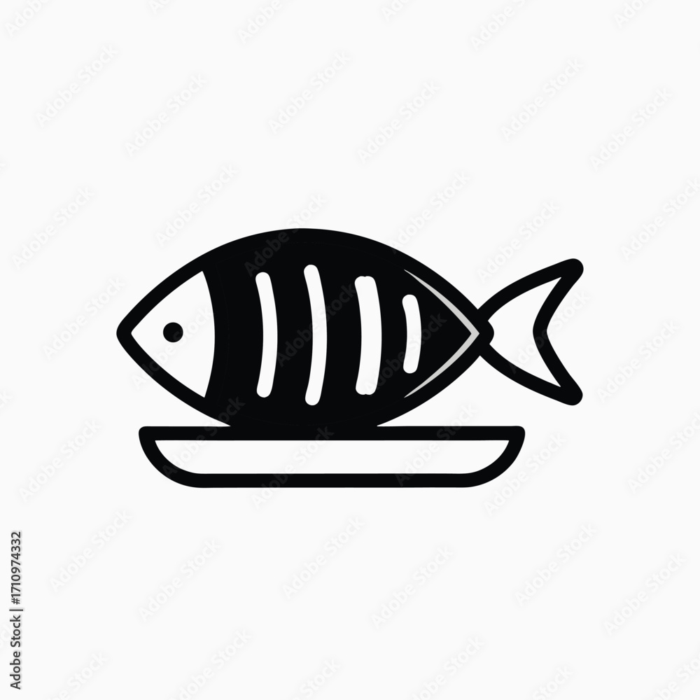 Obraz premium Fried fish icon design