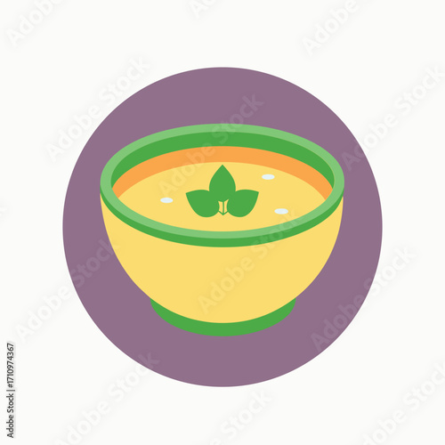 Flat color soup bowl icon design
