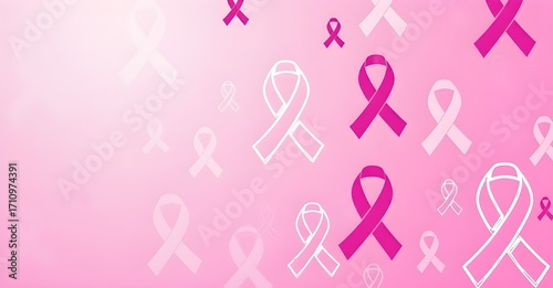 Seamless Pink Ribbon Pattern for Breast Cancer Awareness and Support