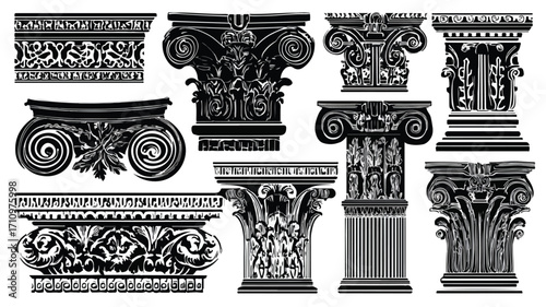 Ancient Architectural Elements Stencil Collection for Design Inspiration