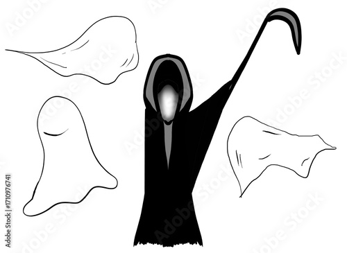 Minimal Grim Reaper Halloween Cartoon