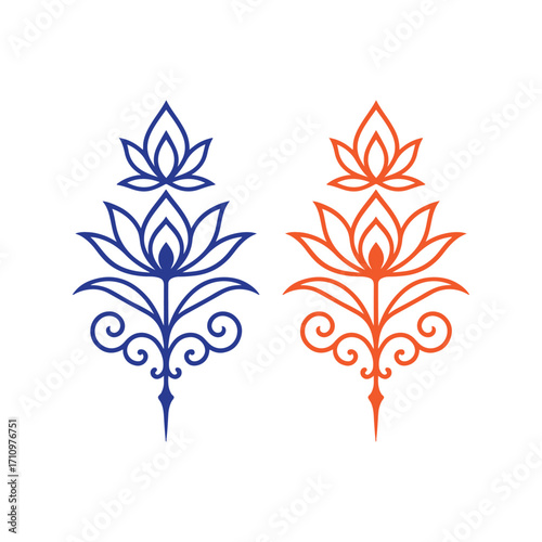 Dual Color Lotus Flower Symbols in Vector illustration