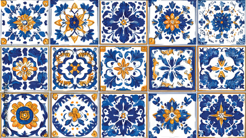 Vibrant Azulejos Tiles Ornament Vector Set for Design Projects