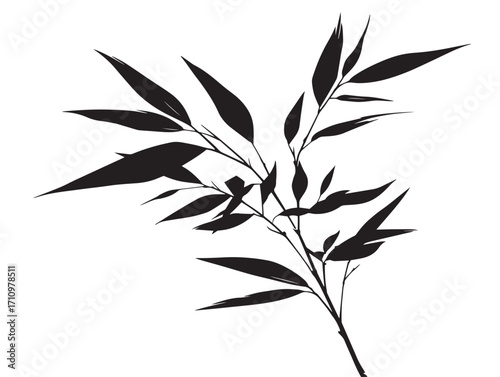 Minimal bamboo leaf silhouette illustration with fresh natural style