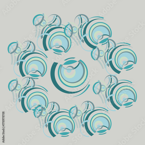 Flowing pattern of raindrops. Magical pattern of rings of raindrops on water. Abstract composition of geometric circles.	
