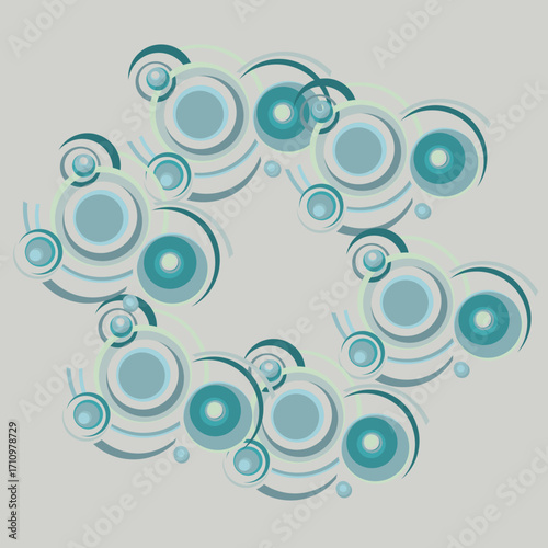 Flowing pattern of raindrops. Magical pattern of rings of raindrops on water. Abstract composition of geometric circles.	
