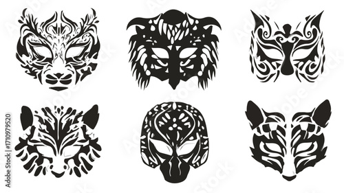 Creative Black and White Stencil Mask Collection for Design Projects
