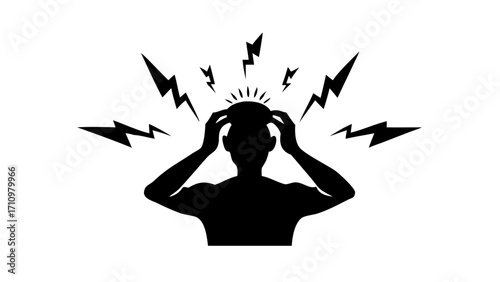 Silhouette of person with hands on head surrounded by lightning bolts indicating stress and anxiety