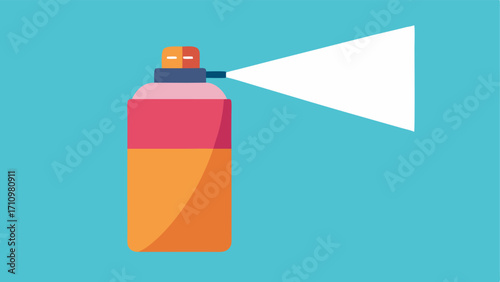 Detoxifying Spray An aerosol spray bottle emitting fine mist particles that visually represent nanotechnology enveloping the skin for detoxification.