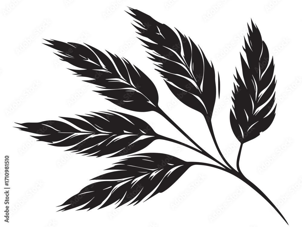 Obraz premium Elegant barley leaf silhouette illustration with simple clean detail