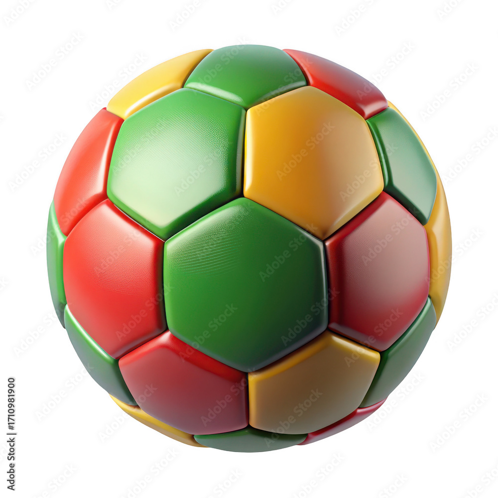 Fototapeta premium 3d soccer ball with vibrant geometric panels for sports and play title should be unique, creative and subject oriented