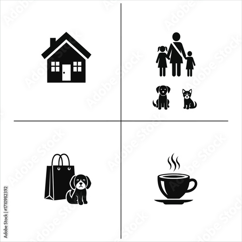 A Charming Collection of Graphic Icons Depicting Everyday Life
