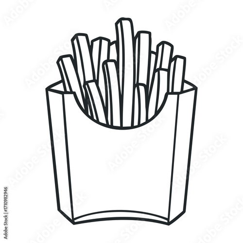 Delicious french fries fast food restaurant food image urban environment snack concept for food lovers. Vector illustration