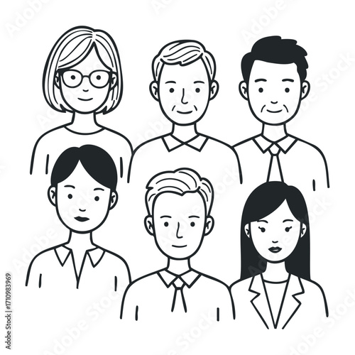 Team collaboration event featuring diverse professionals in a creative office environment. Vector illustration