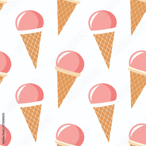 Pink Strawberry Ice Cream Cone Pattern