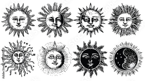 Cosmic Tarot Stencil Collection with Sun and Moon Elements