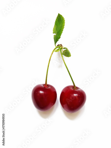 fresh juicy sweet cherry on white background	
