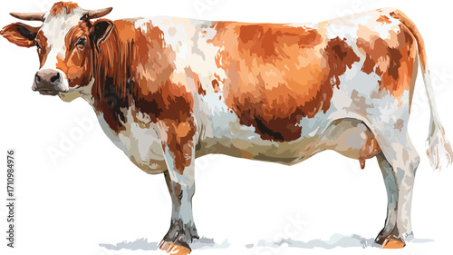 cow with horns isolated on white background