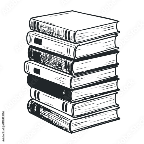 Exploring the world of knowledge a stack of books in a cozy library setting. Vector illustration