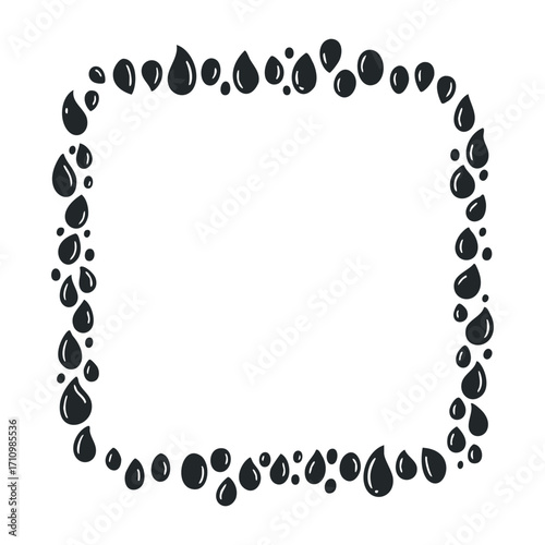 Creative water droplets frame design abstract art digital artwork minimalist style visual concept. Vector illustration