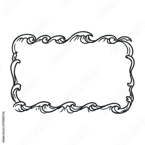 Creative hand-drawn decorative frame design digital art graphic minimalist elegant customizable template. Vector illustration