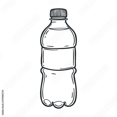 Refreshing plastic water bottle indoor setting illustration minimalist design front view eco-friendly concept. Vector illustration
