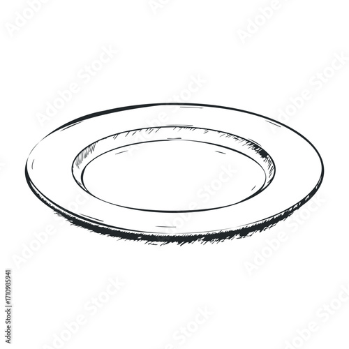 Empty plate display kitchen table food photography minimalistic style overhead view culinary concept. Vector illustration